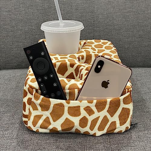 Couch Cup Holder Pillow, Couch Drinks Remotes Holder for Center of Couch, for Sofa, Bed, RV, Car (Giraffe) - color: Giraffe