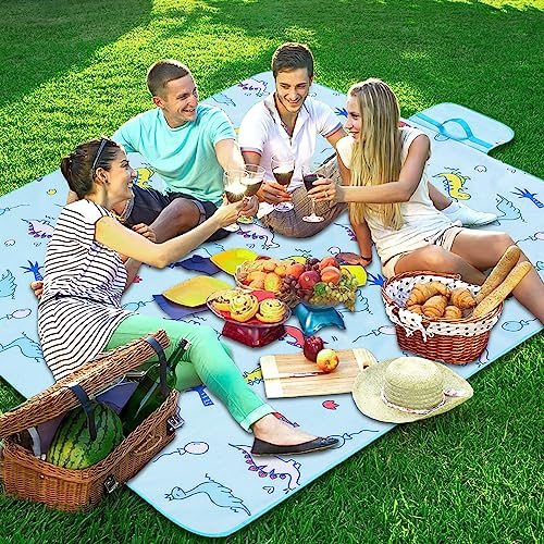 Large Picnic Blanket Waterproof Sand Free Beach Mat Foldable Picnic Mat Sandproof Beach Blanket Extra Large Grass Concert Blanket for Sporting Events, Family Picnic, Camping, Travel, Park - color: Blue, size: 60"x80"