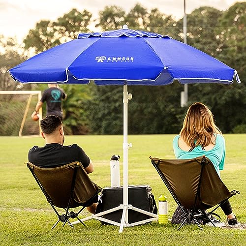 AMMSUN Shade Umbrella, Premium Portable Umbrella with Stand, 6.5ft Lightweight Free Standing Canopy for Sporting Games, Adjustable Instant Sun Protection and Easy to Carry, Blue - color: Blue