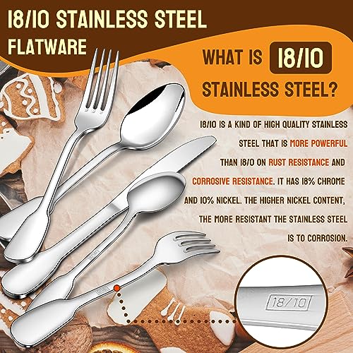 HaWare 18/10 Stainless Steel Flatware, 20-Piece Silverware Set for 4, Premium Cutlery Set for Home Restaurant, Include Knife Fork Spoon, Ergonomic Design Eating Utensils Tableware, Dishwasher Safe - style: Flat Handle
