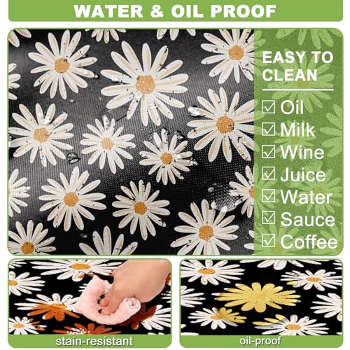 Fitted Picnic Table Cover with Bench Covers, Windproof Vinyl Table Cloths Outside Camping Cooking Backyard Furniture Seat Cushion Tablecloth Activities Party Decor Decorations Para Acampar Equipment - color: Black Daisy, size: 72in