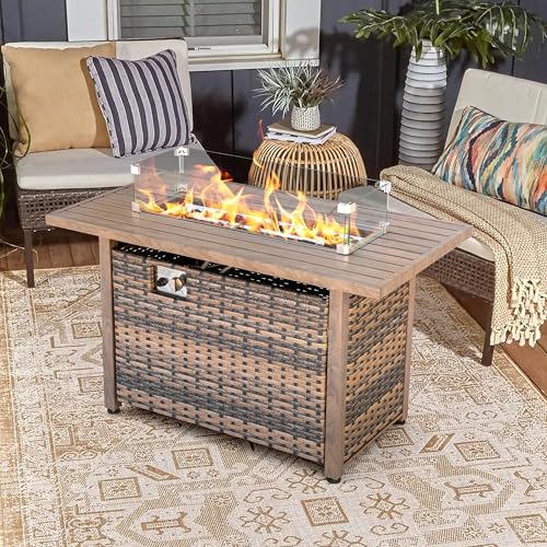 Nuu Garden Tempered Glass Wind Guard for Rectangular Propane Fire Pit Table 28.7''*10.2''*5.5'' Inch, Durable Flame Guard Shield with Aluminum Alloy Corner Brackets for Outdoor Patio Gas Fire Table - size: 28.7x10.2x5.5