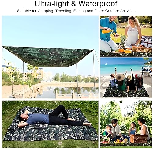 Camping Tarp Ground Cloth, Lightweight Compact Tent Tarp, Multifunctional Outdoor Pocket Blanket with Carrying Bag for Camping, Hiking, Backpacking - size: 6.5*4.7'
