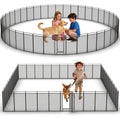 Dog Playpen with Safety Mesh, 32" Height 40 Panels Metal Dog Fence Indoor Outdoor, Portable Dog Kennel for Camping, Yard & RV | Black-Silver - size: 32'', style: 40 Panels
