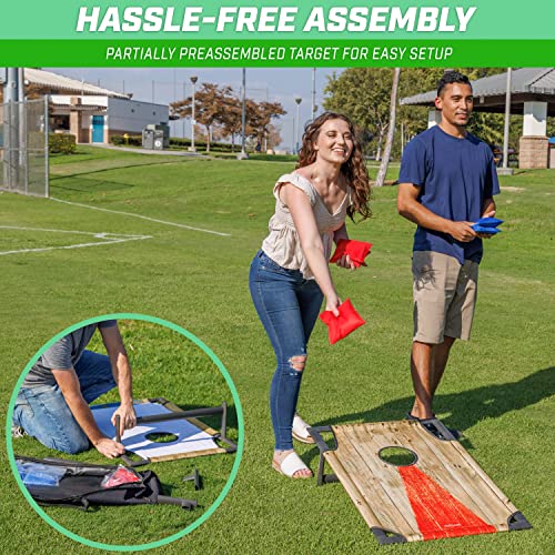 GoSports Portable Cornhole Game Sets – Premium Outdoor Lawn or Beach Toss Game - style: Rustic