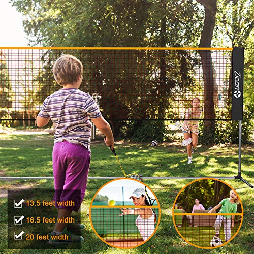 Portable Tennis Net,Stainless Steel Poles Badminton Net Set Adjustable Height Nylon Net with Carry Bag, for Kids Volleyball, Pickleball,Soccer, Indoor, Outdoor Court, Backyard, Beach, Driveway - size: 13.5 FT