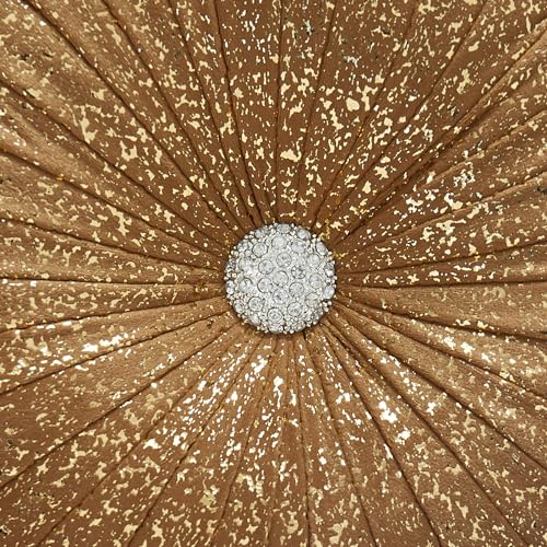 EUCIOR Round Throw Pillows,Brown Throw Pillows,Gold and Brown Decorative Pillow,Pumpkin Pleated Handmade Round Velvet Decorative Pillow for Sofa Bedroom Livingroom - color: Velvet-golden-brown