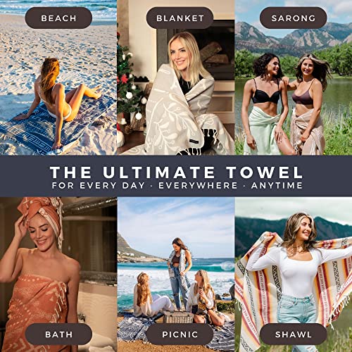 FESHKA Sand Proof Turkish Beach Towel – Oversized, Quick Dry & Lightweight Travel Towel - 100% Organic Cotton Beach Blanket - Perfect for Bath, Pool & Picnic | Frozen (Navy) - color: 55 - Navy
