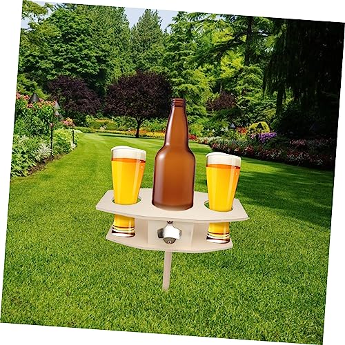 1pc Detachable Outdoor Wine Stake Rack Simple Ground Insert Beer Holder for Picnics and Camping Khaki Wooden Design Easy Assembly and Relocation Fits Bottle