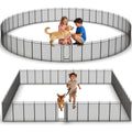 Dog Playpen with Safety Mesh, 40" Height 48 Panels Metal Dog Fence Indoor Outdoor, Portable Dog Kennel for Camping, Yard & RV | Black-Silver - size: 40'', style: 48 Panels