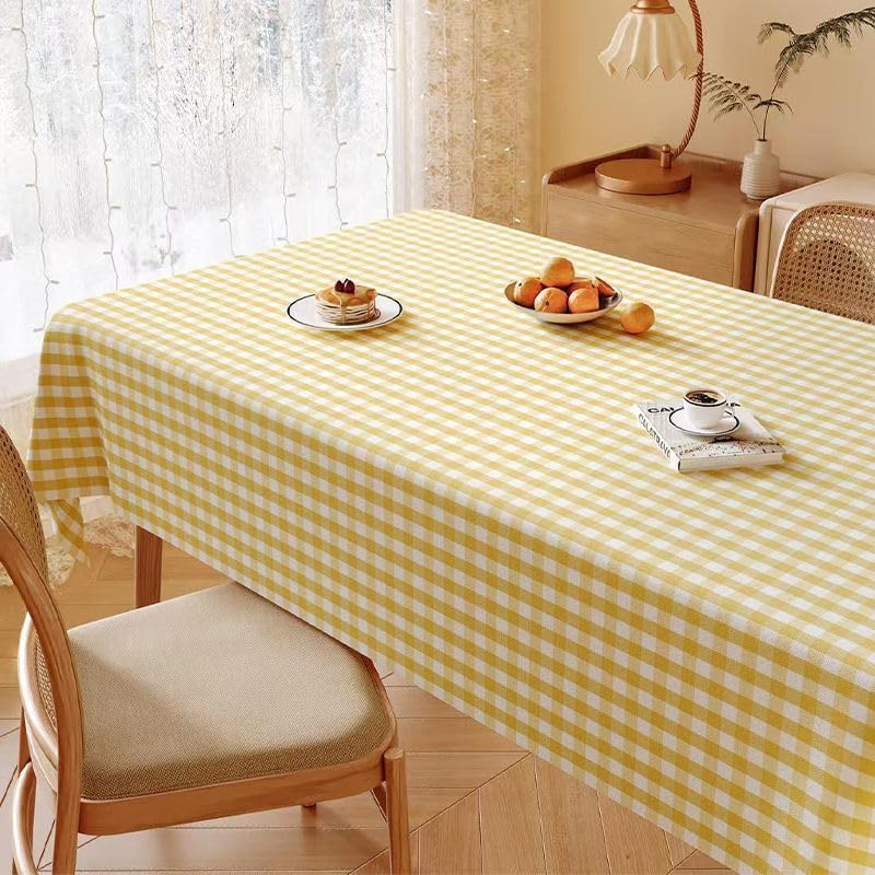 Waterproof Tablecloth, 6ft Table Cover Fitted for Picnic,Camping,Plastic Table Cloth, Heavy Duty Rectangle Tablecloth for Outdoor Party,Kitchen, Birthday, Wedding, Christmas,Decor-72x30inch-yellow - color: Yellow and White