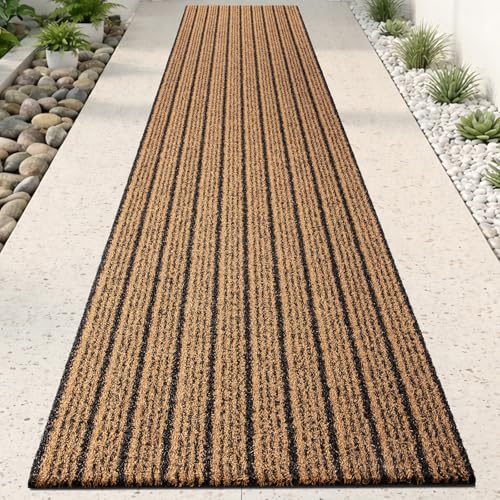 Outside Entrance Runner Rug 24" x 96", Dirt Trapping Outdoor Door Mat, Non Slip, Water Proof, Heavy Duty Commercial Rug for Patio, Garage, Traffic Area, Office, Roll Packing - color: Beige, size: 24" x 96"
