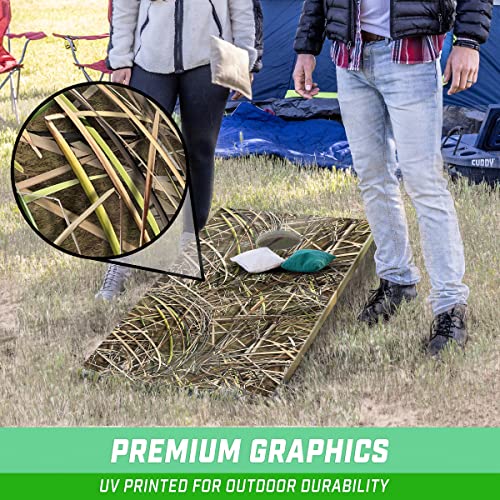 GoSports 4 x 2 ft All Weather Cornhole Boards - Rustic, Reed Camo, Woodland Camo, or Wood - 2 Regulation Size ToughToss Boards, 8 Bean Bags, and Carry Case - color: Reed Camo