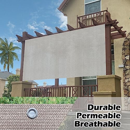 Alion Home Sun Shade Privacy Panel with Grommets and Hems on 4 Sides for Patio, Awning, Window, Pergola or Gazebo - Smoke Tan(8' x 5') - color: Smoke Tan, size: 8' x 5'