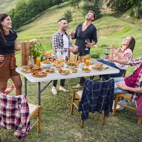 ZenStyle 4 ft Folding Table, 48x24 Inch White Portable Plastic Table, Height Adjustable & Lightweight for Indoor Outdoor Use, Camping, Parties, Events, Dining - size: 48"x24"
