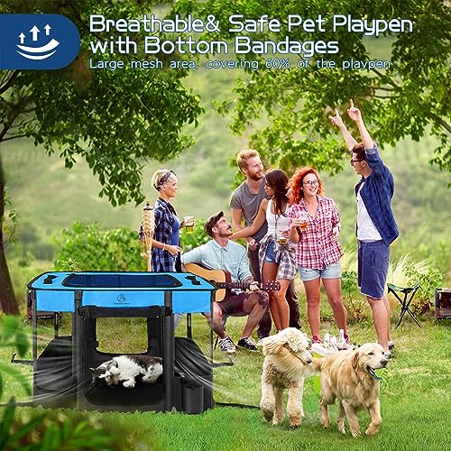 40x32x24 Inches Dog Playpen,Pet Playpen,Foldable Puppy Cat Playpen,Portable Exercise Kennel Tent Crate,Water-Resistant Breathable Shade Cover,Indoor Outdoor Travel Camping Use for Small Animals(L) - color: Blue, style: Large(40"*32"*24")