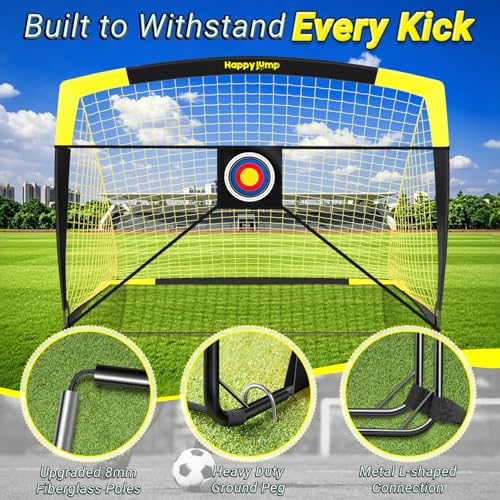 Happy Jump 7x5 FT & 5x3.6 FT Portable Soccer Goal for Youth Players Ages 6–14, Large-Frame Design Built for Long-Term Development, Easy Setup for Backyard, Park or School Training - style: 5x3.6 FT, 2 Set Upgrade