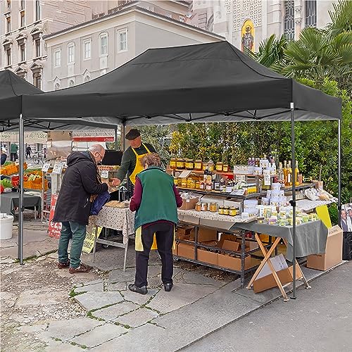 COBIZI 10x15 Heavy Duty Pop up Canopy Tent with 4 sidewalls Commercial Outdoor Canopy Wedding Party Tents for Wedding All Season Wind & Waterproof Gazebo with Carry Bag, Black(Frame Thickened) - color: Black, size: 10x15 With Sidewalls