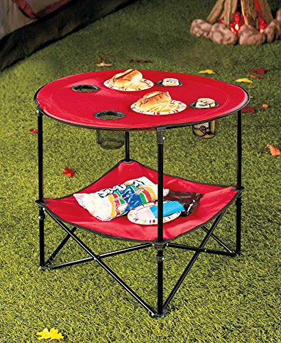 Portable Camping Side Table for Outdoor Picnic - color: Red