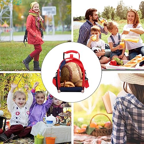 Kids Lunch Box, Lunch Tote Bags for Boys Insulated Soft Bag Back to School Thermal Meal Tote Kit Baseball Flag - color: Baseball Falg