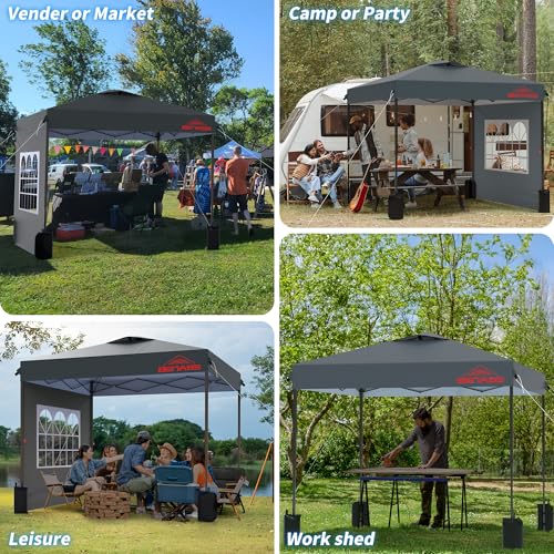 10x10 Outdoor Canopy Ten, Heavy Duty Pop Up Canopy with Removable Sidewalls and Sandbags, Grey - color: Gray, size: 10x10