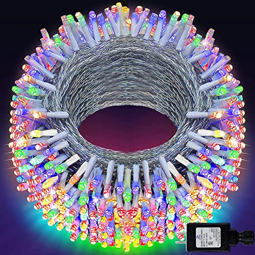 KNONEW 197FT 500 LED Christmas Lights Outdoor String Lights 8 Modes & Memory Fairy Light Plug in Waterproof LED String Lights for Xmas Yard Tree Wedding Party Holiday Decorations (Multicolor) - color: Multicolor, size: 197FT 500 LED