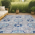JONATHAN Y Mediterranean Medallion Indoor Outdoor Area Rug 3X5 Blue/Gray, Boho for Backyard, Patio, Porch, Easy-Cleaning, High Traffic, Pet-Friendly, Non-Shedding (AMC101A-3) - size: 3' x 5' (Rectangular)