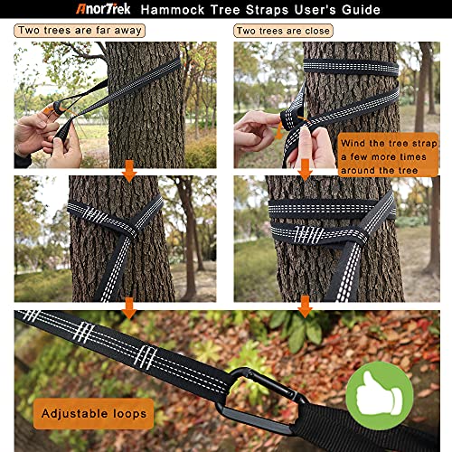 AnorTrek Camping Hammock, Super Lightweight Portable Parachute Hammock with Two Tree Straps Single or Double Nylon Travel Tree Hammocks for Camping Backpacking Hiking - color: Dark Green&light Grey, size: Double 118''L x 78''W