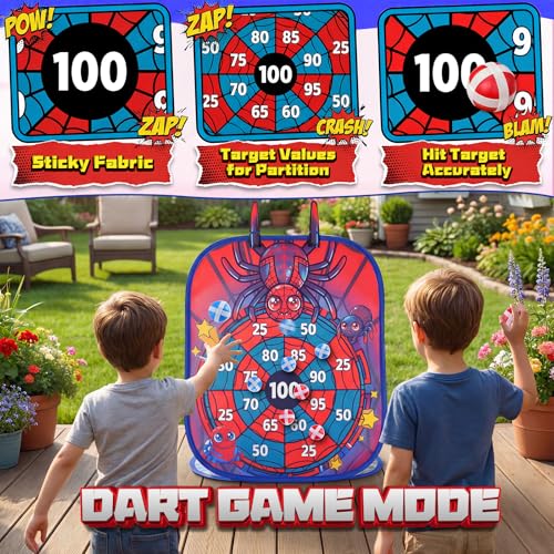 Bean Bag Toss Game for Kids - Cornhole Board Outdoor Toys for Toddlers -Party Activities Carnival Outside Yard Backyard Beach Lawn Games Toy for Kid Boys Girls Age 3 4 5 6 7 8 Year Old Birthday Gifts - style: Spider