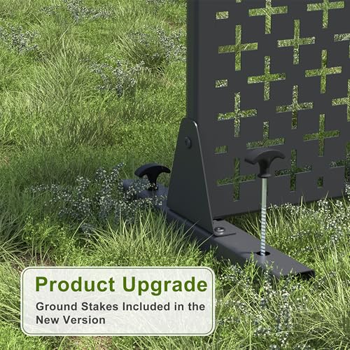 Casaphoria Metal Privacy Screen Outdoor, 72" H x 47" W Freestanding Decorative Privacy Screen for Patio Deck Balcony Garden with Stable Base, Black-Dane - color: Black-dane