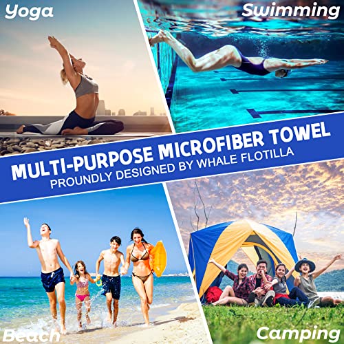 Whale Flotilla 2 Pack Quick Dry Beach Towels Oversized (35"x70"), Microfiber Sand-Free Beach Towel Set, Extra Large Compact Pool Travel Accessories, Blue and Purple - color: Blue/Purple, size: 70.00" x 35.00"
