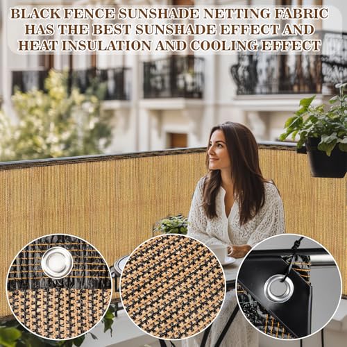 RAINFLOW Fence Privacy Screen Outdoor - Balcony Privacy Screen Garden Mesh Fence Panels Shade Cloth Decorative Plastic Covering Porch Screens Cover for Apartment Patio Backyard Wall 3' x 10' Brown