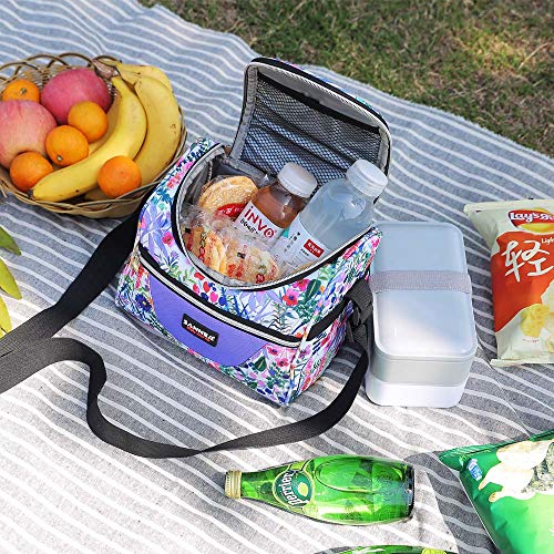 Lunch Bag insulated Lunch Box Cooler Bento Bags for Work with Adjustable Strap - color: 7L Pink 005