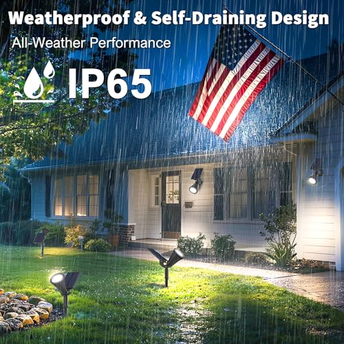 Solar Lights Outdoor Waterproof IP65,6500K Super Bright LED,2 Lighting Modes, Solar Powered Yard Garden Solar Spot Lights for Flag Landscape Auto On/Off-4 Pack - color: Cool White, size: 4 Pack