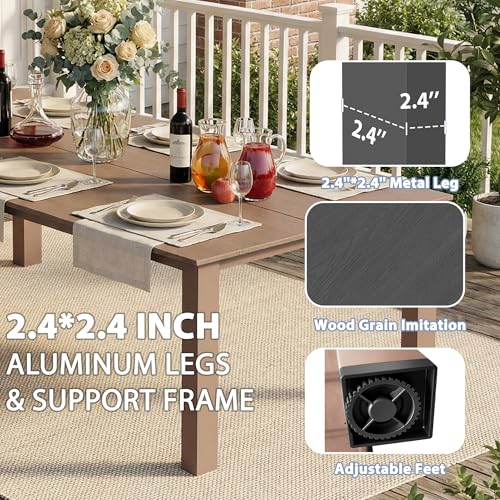11-Piece Patio Dining Set for 10, HDPE All-Weather Outdoor Furniture with Umbrella Hole Table, 89.76” Oversized Table, 2 Armchairs & 8 Armless Chairs, Gray - color: Grey, size: Oversized Table&2 Armchairs + 8 Armless chairs