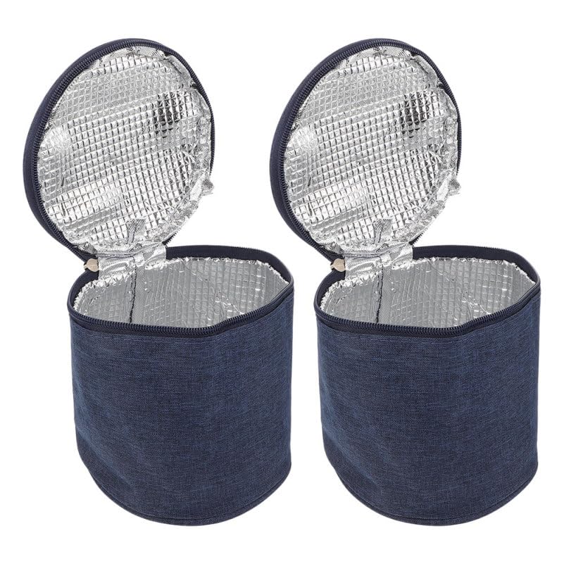 SEWACC Insulated Soup Cup Lunch Bag Large Oxford Fabric Thermal Cooler Tote with Lining, Portable Insulated Food Carrier for Travel and Work, 2pcs