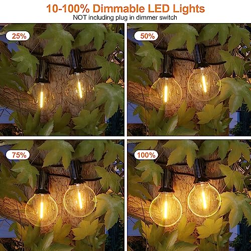 GPATIO Outdoor String Lights - 30FT Waterproof Patio Lights with 15+1 Dimmable Globe Bulbs 2700k Shatterproof for Backyard Gazebo Porch Garden - size: 30FT
