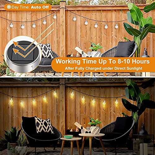 12Pack Hanging Outdoor Solar Lights - Decorative Cracked Glass LED Ball Lights Waterproof Tree Solar Powered Globe Lights with Handle for Garden Yard Patio Fence Christmas Decoration, Warm White - color: Warm White