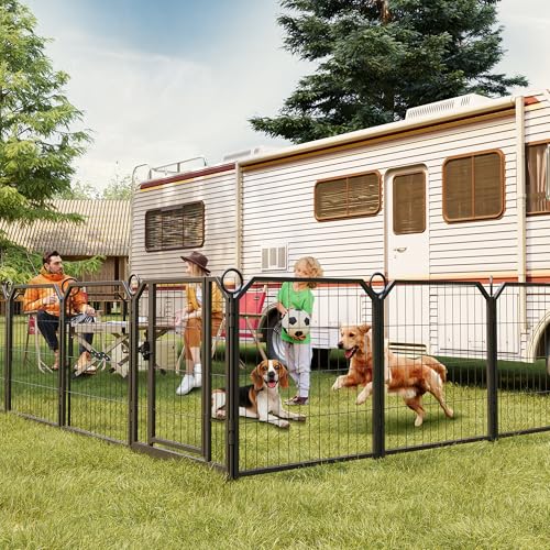Dog Playpen Indoor 40 Inch 8 Panels Pet Pen with Door & Stakes Portable Exercise Puppy Playpens Metal Dogs Fence Outdoor for Yard RV Camping Training Trips Small Medium Large Dogs Foldable Expandable - size: 40 Inch