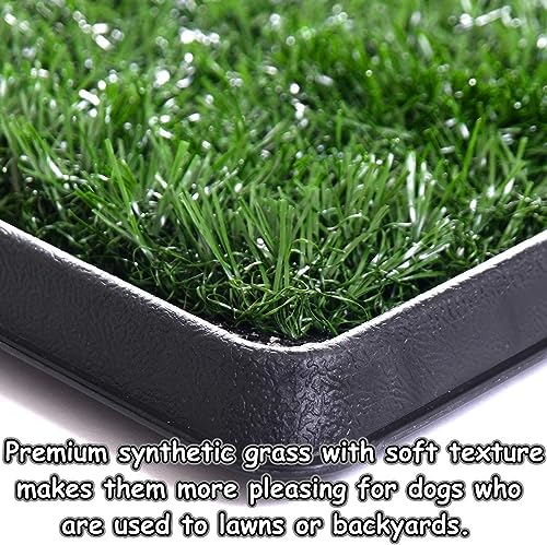Dog Grass Pad with Tray, 25" x 20" Indoor Artificial Grass Pee Pad for Puppy Potty Training, Portable Dog Toilet Pet Loo, 3-Layer System - size: M 25x20x1.2IN-1 Grass Pad