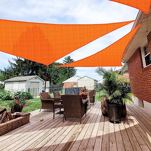 Patio Paradise 2' x 2' x 2' Sun Shade Sail Triangle Canopy Shade Cloth Fabric Sunlight Block Patio Pergola Cover HDPE Deck Awning for Outdoor Backyard Roof Shading, Orange - color: Orange, size: 2' x 2' x 2'