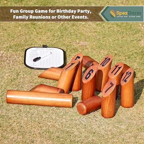 SpexDarxs Numbered Block Tossing Game, Wooden Throwing Game Set with Scoreboard & Carrying Bag, Outdoor Backyard Lawn Game for Teens and Adults - color: Mahogany