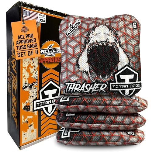Titan Bags Thrasher Cornhole Bags - 6"x6" ACL PRO Approved Tournament-Grade, Durable Dual-Sided for Precision Shots, All-Weather Power Grip Pellets for Indoor & Outdoor Tossing - Set of 4 - color: Geode