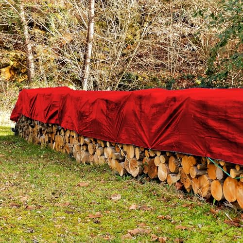 6x8 Extra Heavy Duty RED Tarp 3 Ply Reinforced Canopy 6 oz 12 Mil Canopy Tarp (Finished Size 5'.6 x 7'.6) - size: 6' x 8'