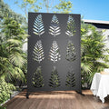Modern Shade 4x6 FT Metal Privacy Screen with Artistic Modular Designs Decorative Patio Privacy Fence & Garden Divider, Freestanding Outdoor Metal Fence Panel, Weather-Resistant (Tropic Rows) - size: 1 Panel (Tropic Rows)