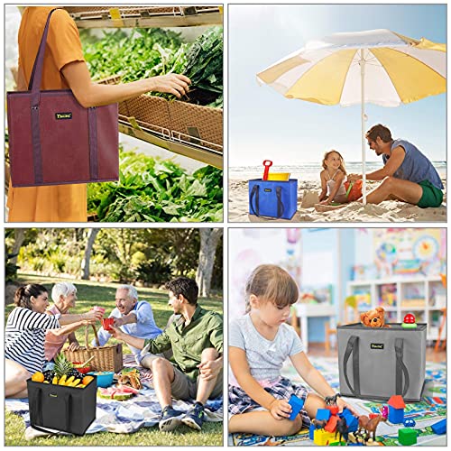 BALEINE 3Pk Reusable Grocery Bags, Foldable Shopping Bags for Groceries with Reinforced Bottom & Handles (Blue) - color: Blue, size: 3 Pack
