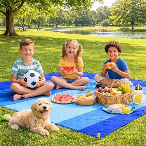 Beach Blanket Sandproof Waterproof 79" x 55", Portable Picnic Mat Mat, Sand Free Quick Drying Camping Blanket, Lightweight Beach Essentials for Picnic & Travel - size: 79x55 Inches