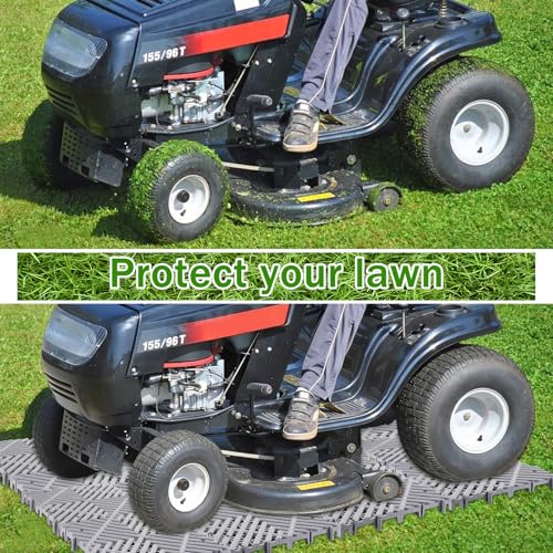12 Pcs Heavy Duty Drive on Lawn Grid Ground Protection Mats,15.75'' x 15.75'' x 1.26” Interlocking Thick Plastic Drain Grate Floor Mat for Gravel Grid Permeable Pavers Landscaping