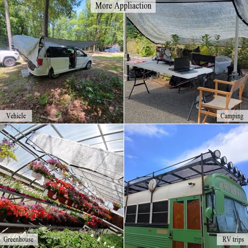 70% Aluminet Shade Cloth Reflective Sun Shade, Heat Blocker for Greenhouses, Cars, Pets, RVs, Outdoor Camping, Breathable and Foldable – Includes Bungees and Storage Bag (10x15 FT) - size: 10x15FT