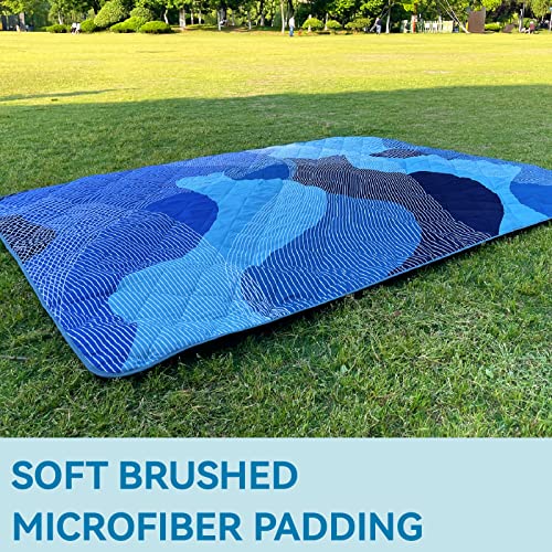 Whale Flotilla Extra Large Waterproof Picnic Blankets 60"x80", Foldable Lightweight Outdoor Blanket for Camping, Hiking, Traveling, Soft Portable Easy to Clean Picnic Mat for Beach Grass Park, Blue - color: Blue
